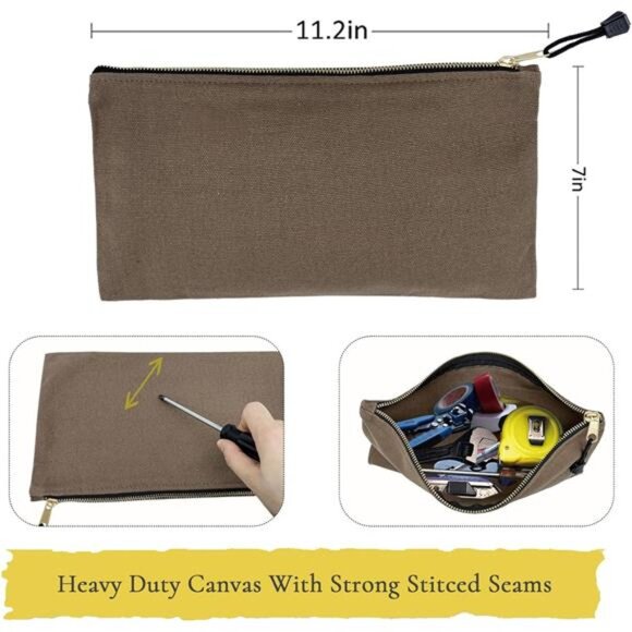 7 Pack Canvas Tool Bag Zipper Pouch - Heavy Duty 16 oz. Canvas Tools Utility - Picture 10 of 16